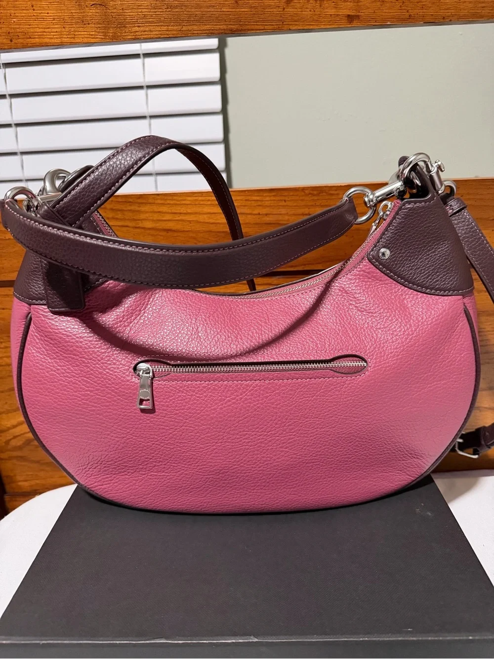 Coach Pebble Leather Mara Hobo Shoulder Bag Crossbody Style CJ864 Raspberry/Wine